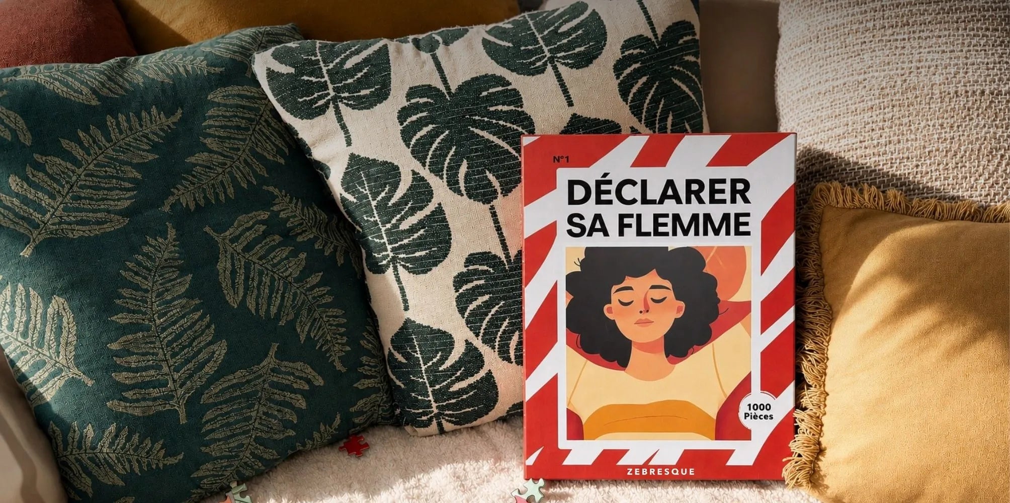 zebresque-puzzle-adulte-1000-pieces-declarer-sa-flemme-cocooning-canape-ambiance-chaleureuse-feminine-slow-life-sans-ecran-et vintage